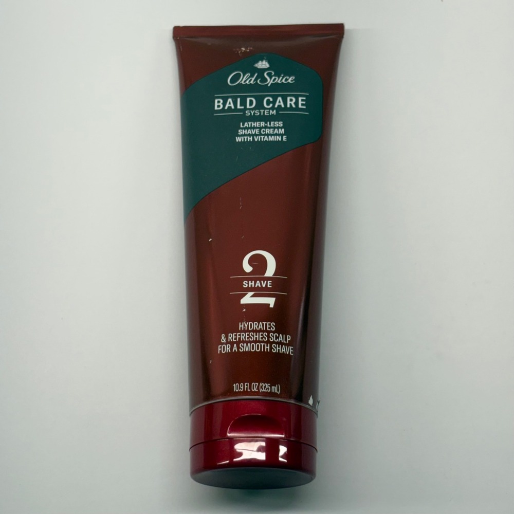 Old Spice Bald Care System Shave Cream Mens 10.9oz Red Lather-Less Vitamin E